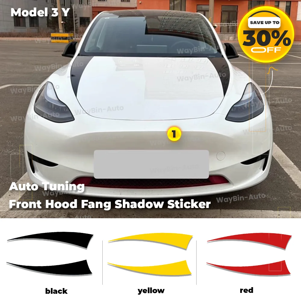 2pcs/set Front Hood Fang shadow Sticker For Tesla Model Y PET Film Anti-scratch Vinyl Wrap Decal Model Y Auto Accessories