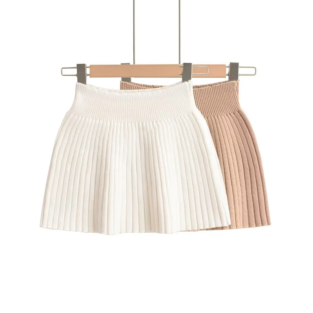 Sexy High Waist Knitted  Skirt Elastic Waist Casual Pure Color A-Line Skirt for Young Women Chinese Brand Short Skirt