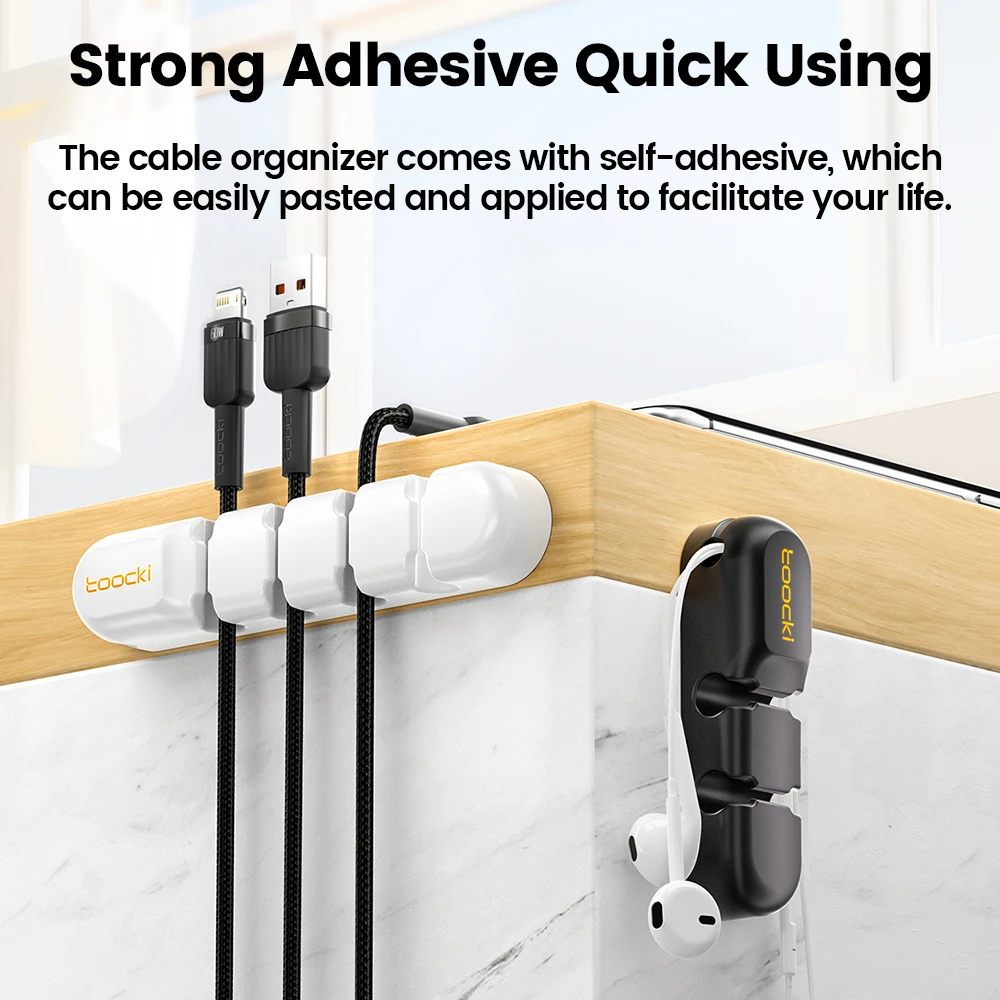 Toocki Cable Organiser Silicone USB Cable Winder Desktop Tidy Management Clips Cable Holder for Mouse Headphone Wire Organizer