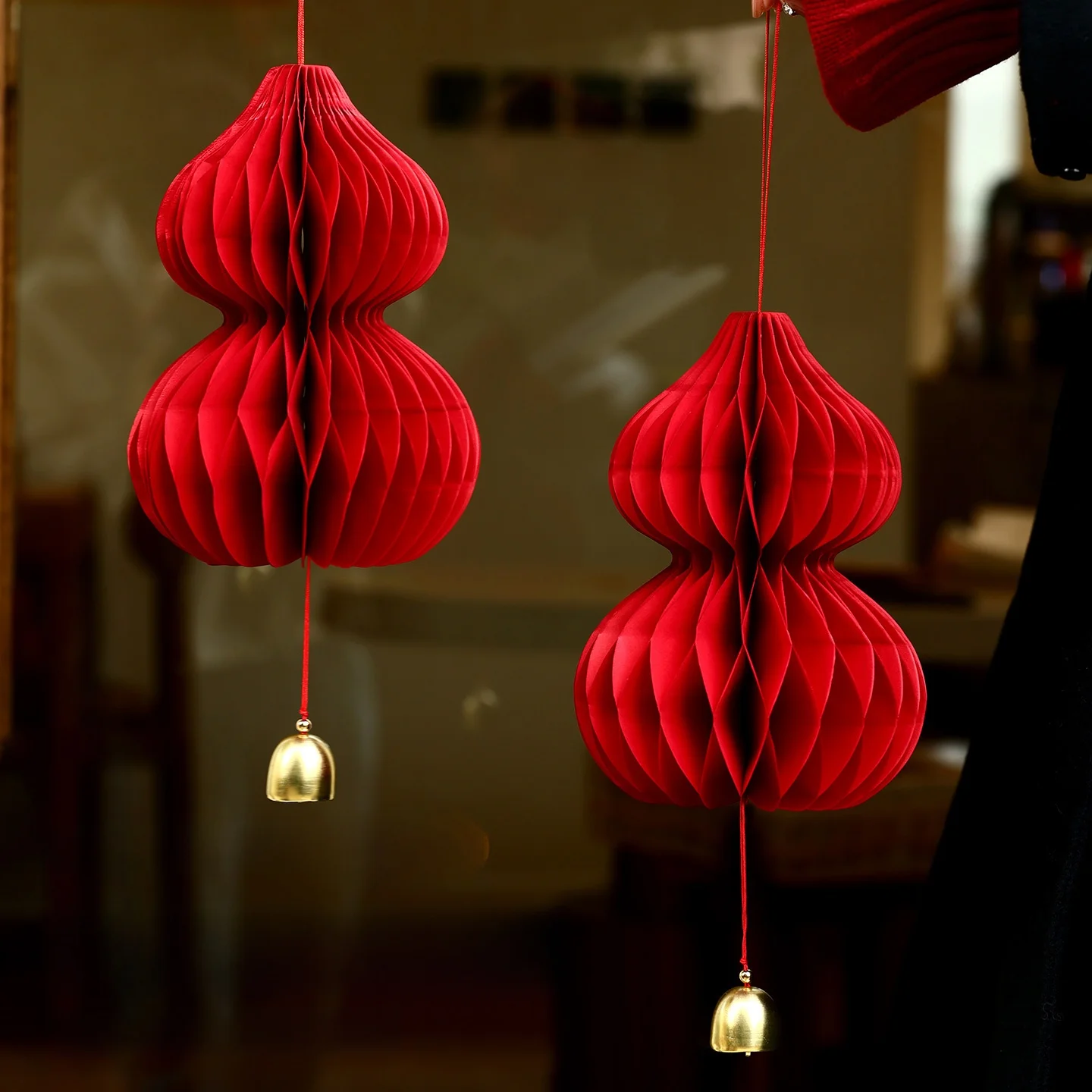 

2026 Year Spring Word Lantern Honeycomb Ball New Year 3D Hanging Ornament Decorations for New Year's Door Wall Decoration