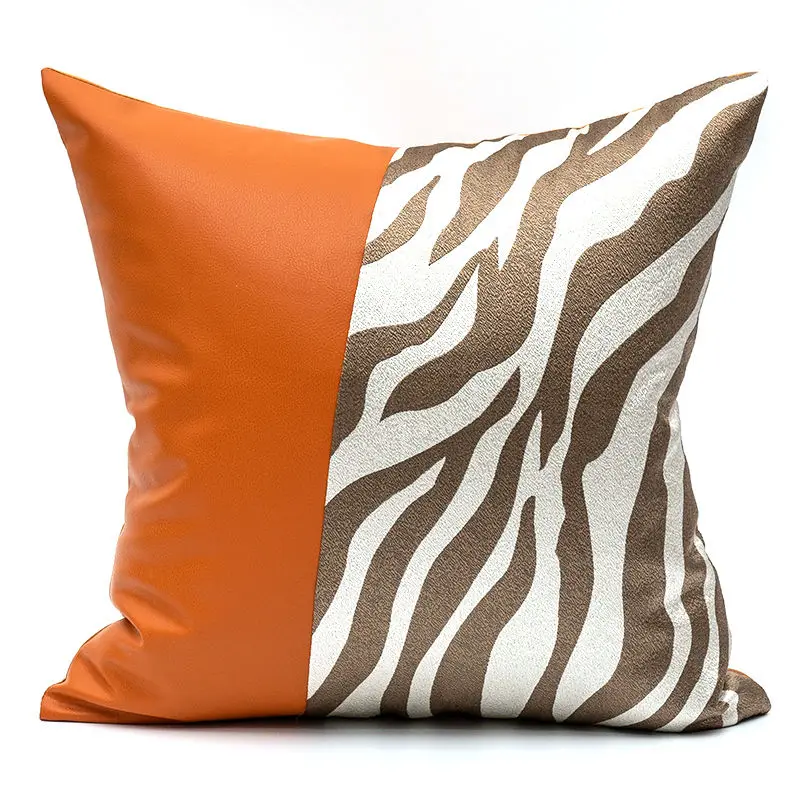 Zebra Print Pillows Khaki Brown Geometric Cushion Cover Modern Decorative Pillow Cover For Sofa Bedroom Hotel Decorations