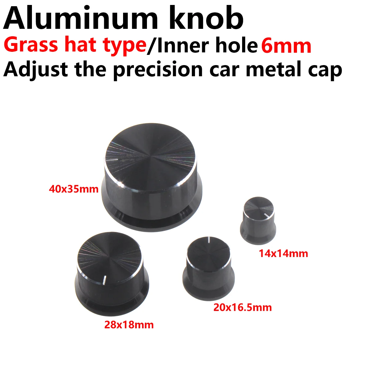 

5P/2CS Aluminum knob Straw hat horn encoder inner hole 6mm knob volume power amplifier adjustment fine turning metal cap