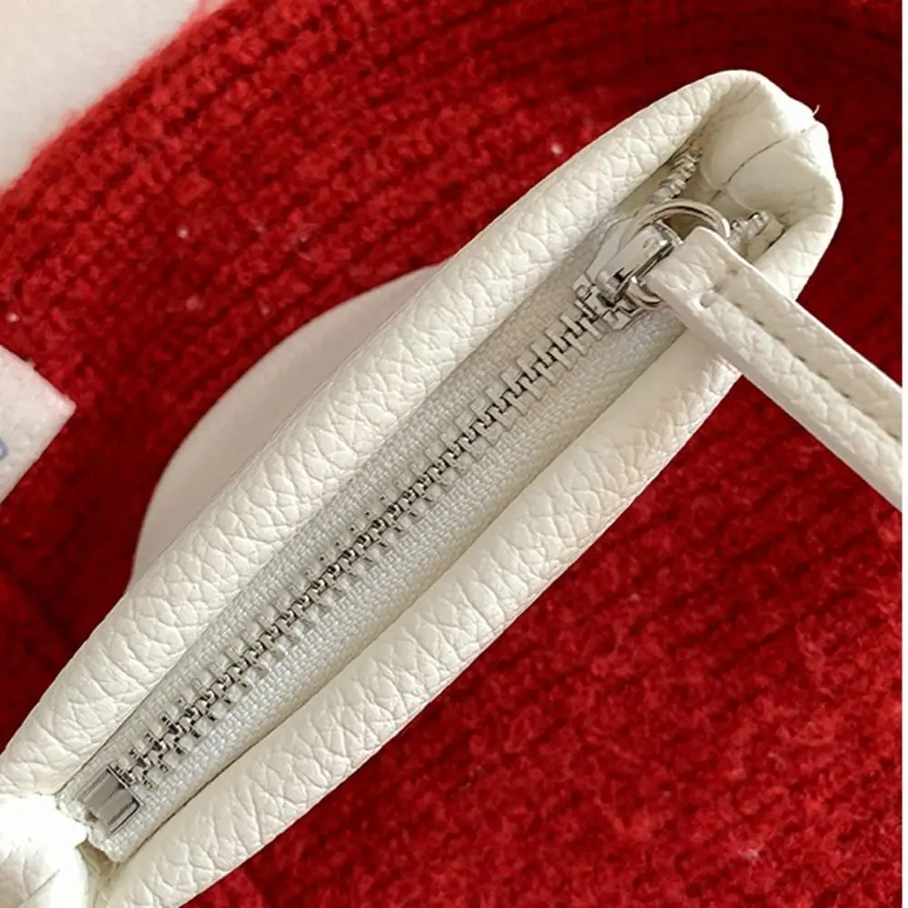 PU Leather Hanging Neck Coin Purse Lipstick Earphone Pouch Purse Lanyard Wallet Card Holder Makeup Storage Mini Storage Bag