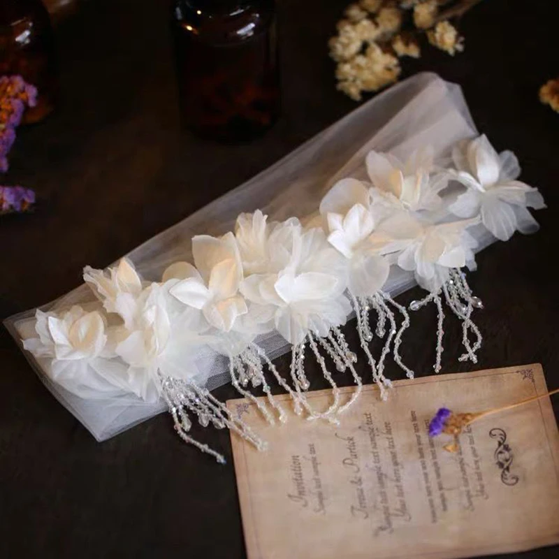 Fil blanc fleurs femmes mascarade masque cristal gland Sexy Mardi Gras vénitien carnaval bal bal fête visage accessoire rencontres