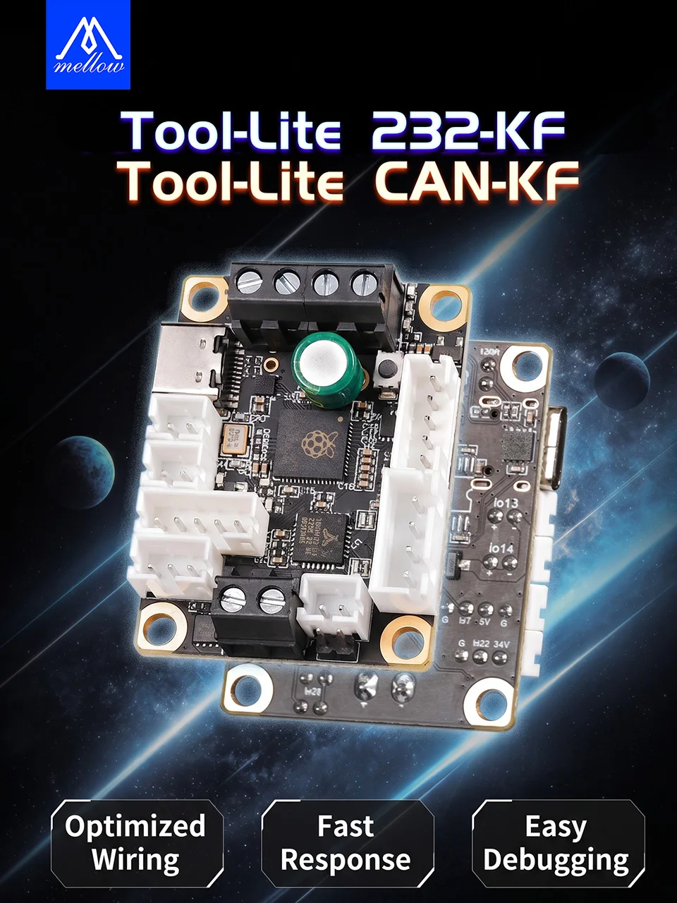 Mellow Fly Tool Lite Toolhead Board Kompatibel mit DIY 3D-Drucker Klipper Canbus RS232 Hotend Board für Nema14/17 Motor – Detail 1