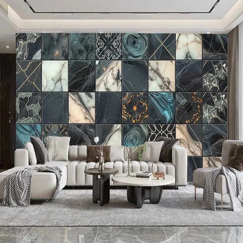 

3D Wallpaper Marble Art Collage With Geometric Patterns Fresco Mural Living Room Bedroom Backdrop Home Decor Papel De Parede 3D