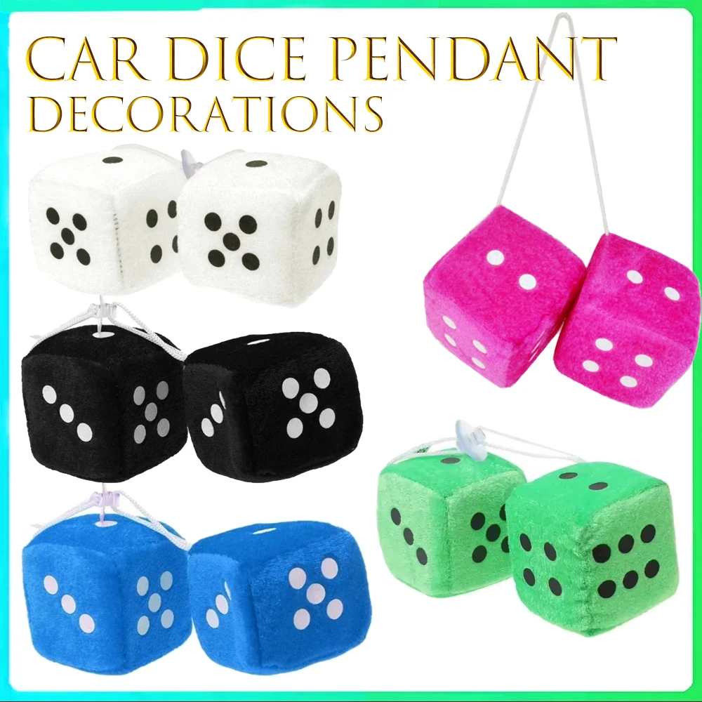 2PCS Auto Soft Fuzzy Dice Dots Rear View Mirror Hanger Decoration Car Styling Interior Accessorie 6 Colors Backpack Pendant
