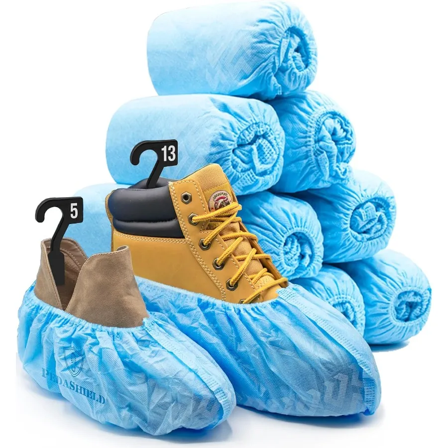 

110 Толстые очень большие одноразовые бахилы премиум-класса, нескользящие синие ботинки XL, водонепроницаемые защитные чехлы для ног, прочные 42GS