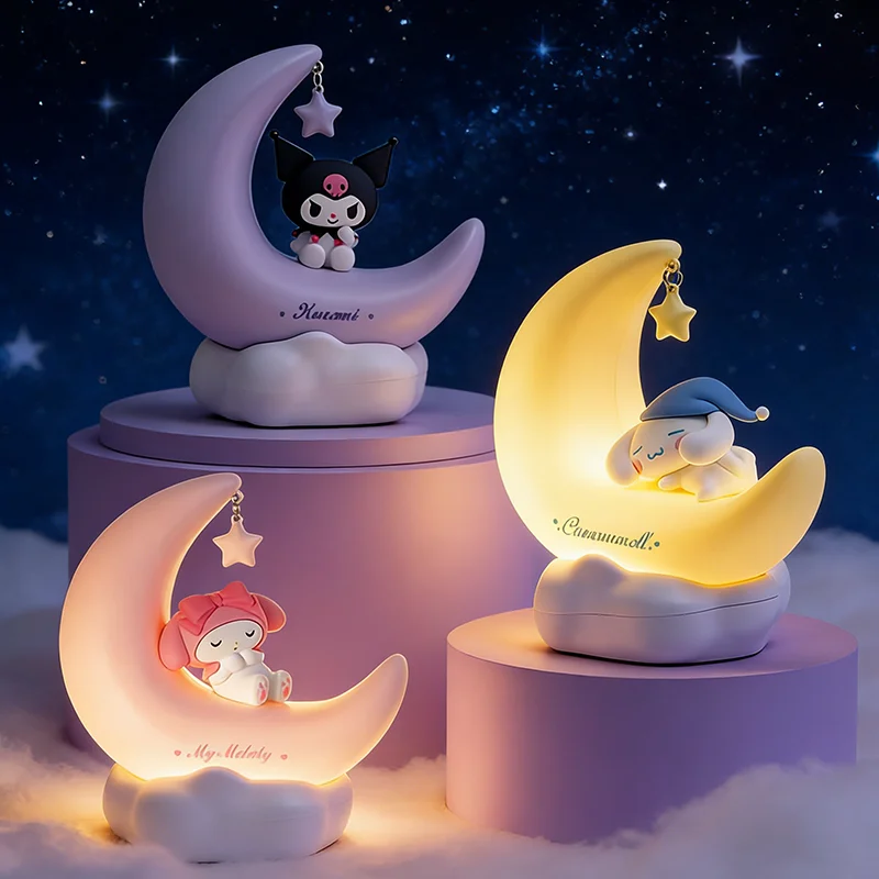 Luz Noturna Kuromi, Luminária LED USB com Cinnamoroll e My Melody, Lâmpada de Cabeceira para Decoração de Quarto, Presente para Meninas