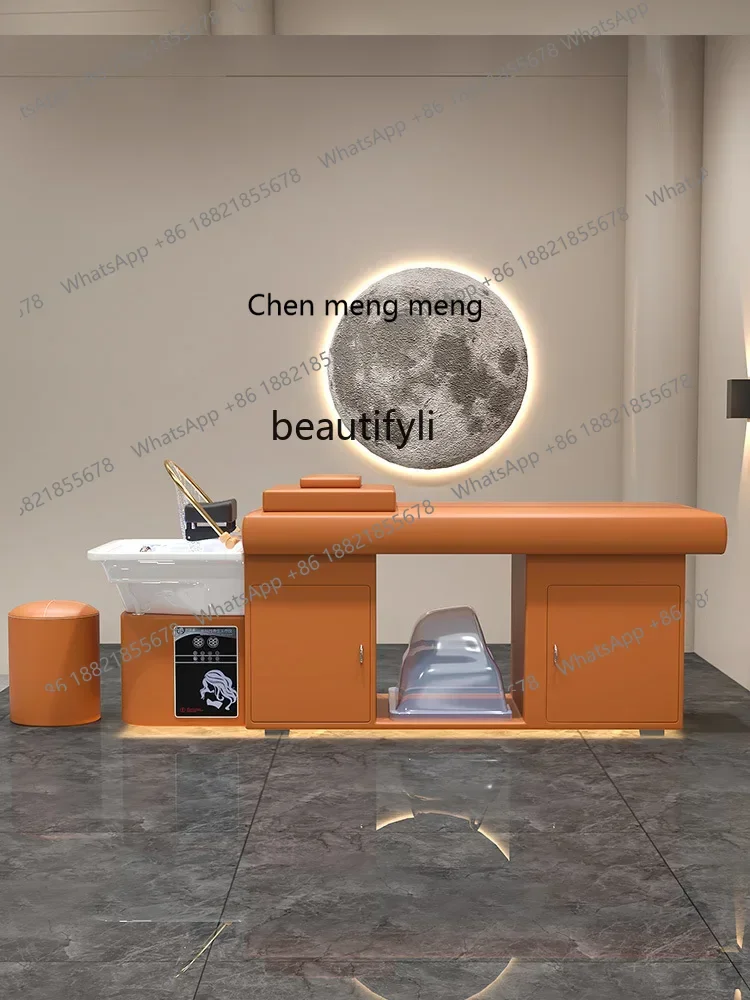 

S7486 ss Thai Head Therapy Shampoo Chair Beauty Hair Saloon Dedicated Water Circulation Fumigation LED Light Shampoo Chair Hot W