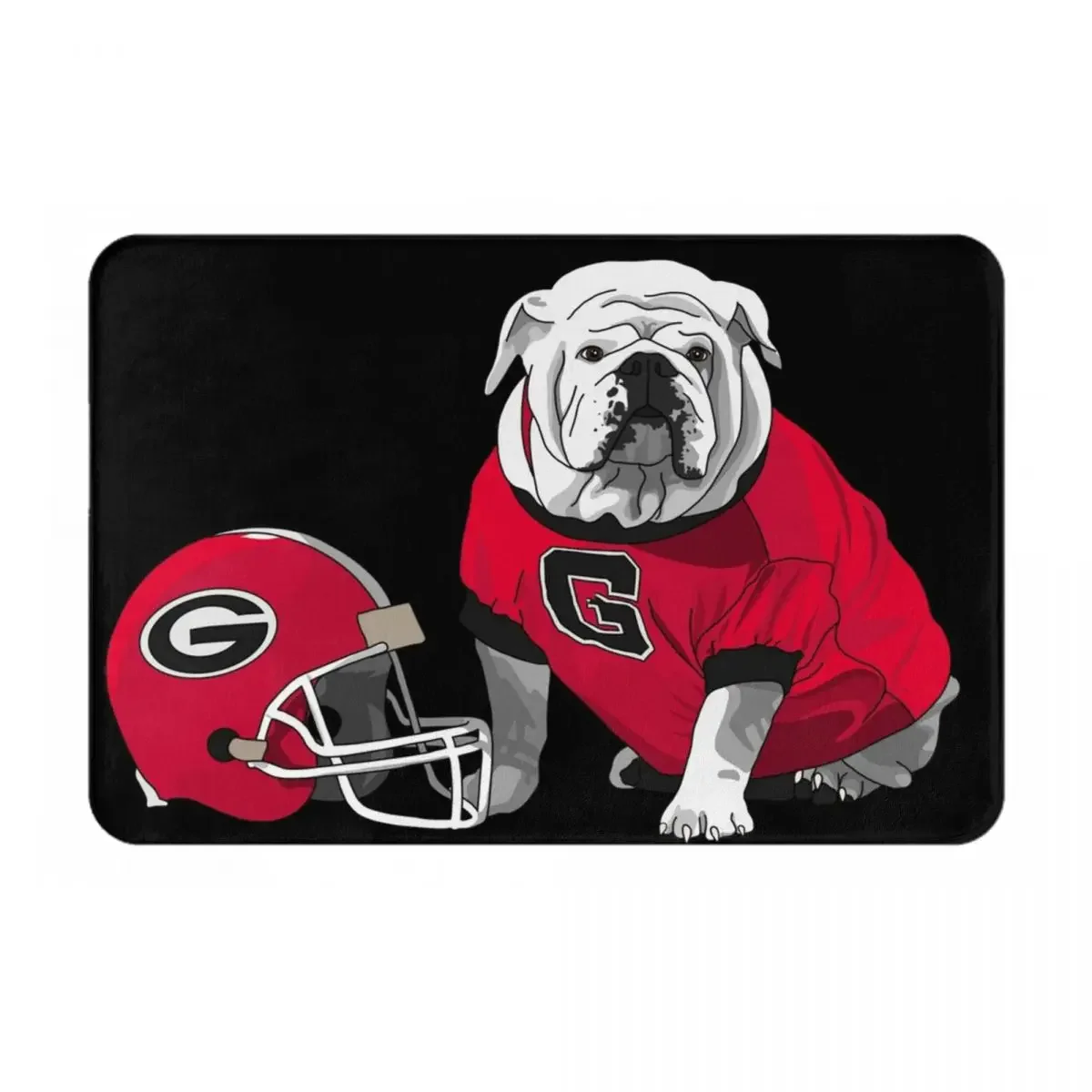 UGA Bulldog With Helmet Doormat Rug Carpet Mat Footpad Polyester Anti-slip Water Oil Proof Entrance Kitchen Bedroom Balcony