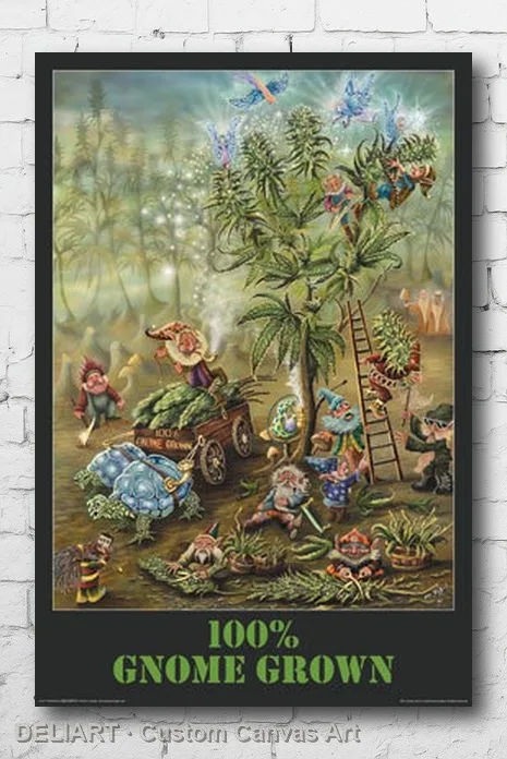 

GNOME GROWN - WEED Canvas Poster SHRINK WRAPPED FANTASY POT MARIJUANA Custom Size Available Home Decor Room Decoration