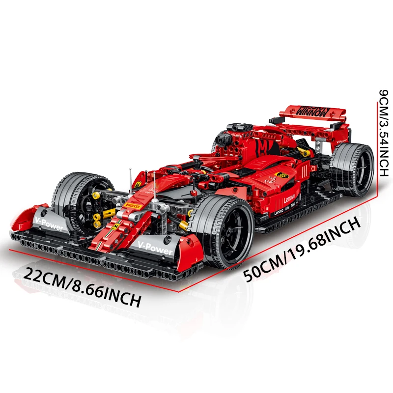 1200pcs Technical 023005 Formula Cars Red F1 Building Blocks Sports RC Racing Cars Super Model Bricks Toys for Kids Boys Gifts