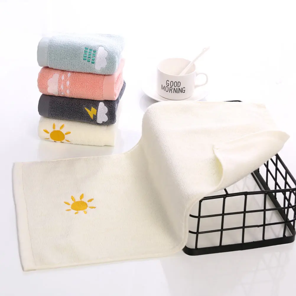 

3Pcs Embroidered Pure Cotton Towels Bath Face Hand Wiping Absorbent Small Towels Reusable Washable Gift Set