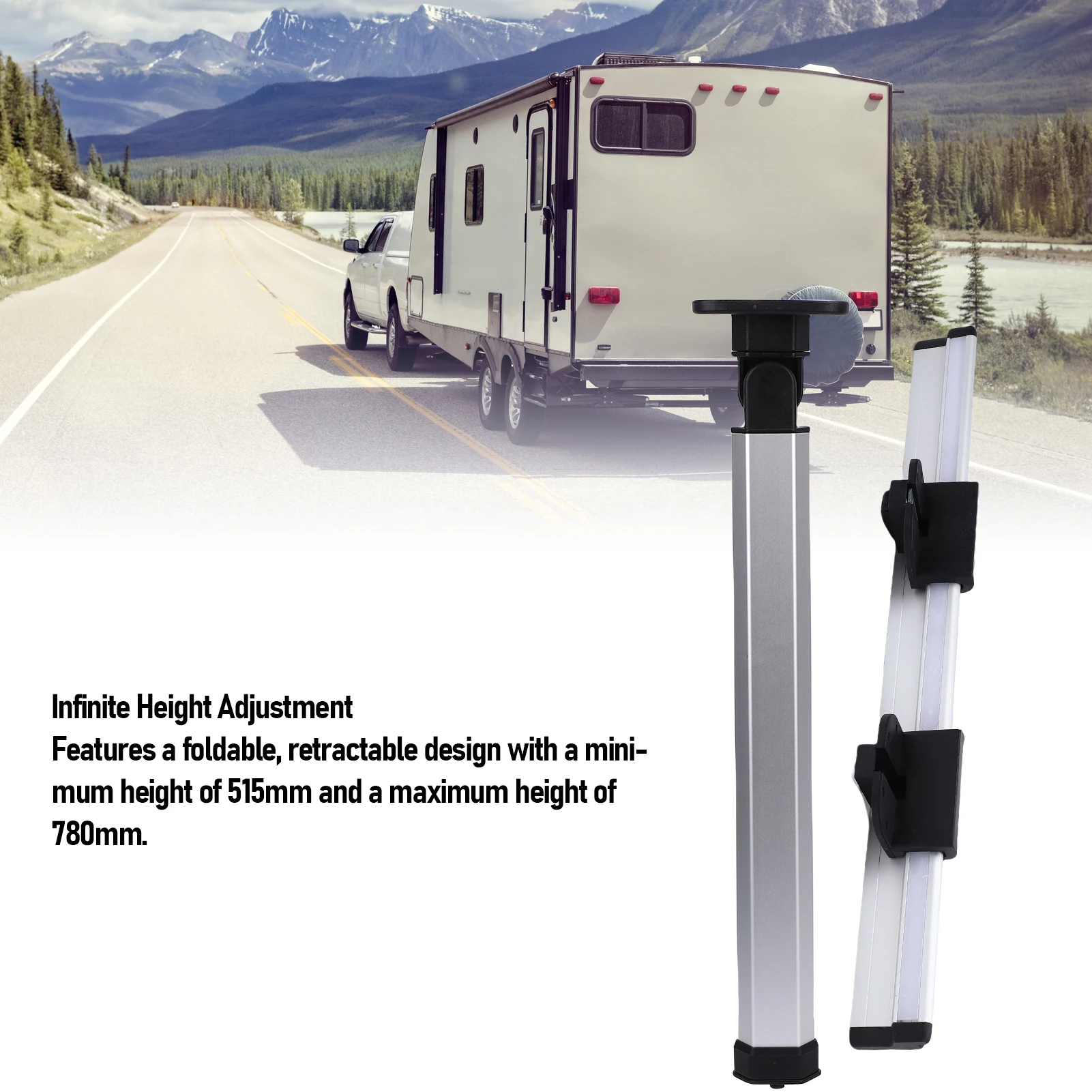 Folding Table Slider Leg Kit Adjustable Height Detachable Aluminium Alloy RV Table Leg Kit for Trailers RV Telescoping Leg Kit