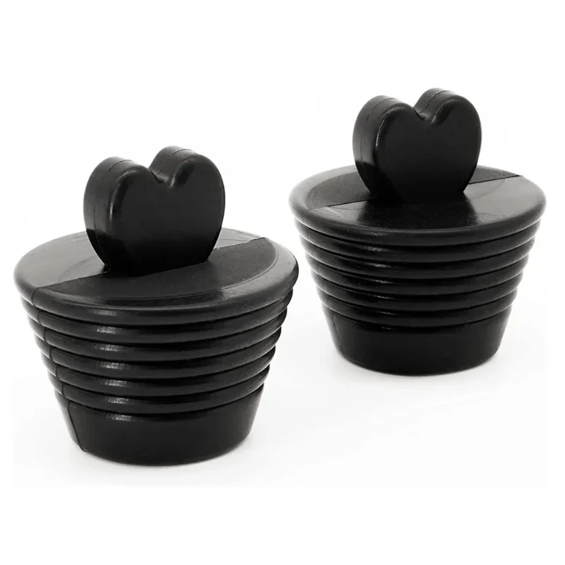 Mew Heart-shaped Bathroom Bath Stopper Rubber Bathtub Drains Plugs Shower Bath Sink Drains Replacement Universal Balck White