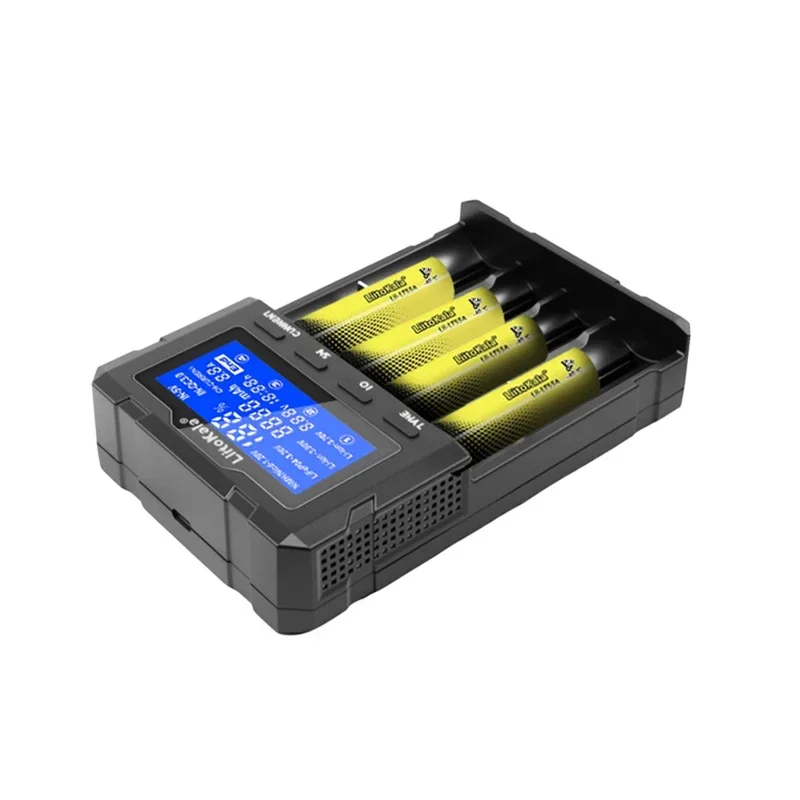 LiitoKala Lii-KU4 LCD QC3.01 cargador de batería para 21700 20700 26650 16340 CR123A 18350 14500 1,2 V Ni-MH ni-cd cargador inteligente