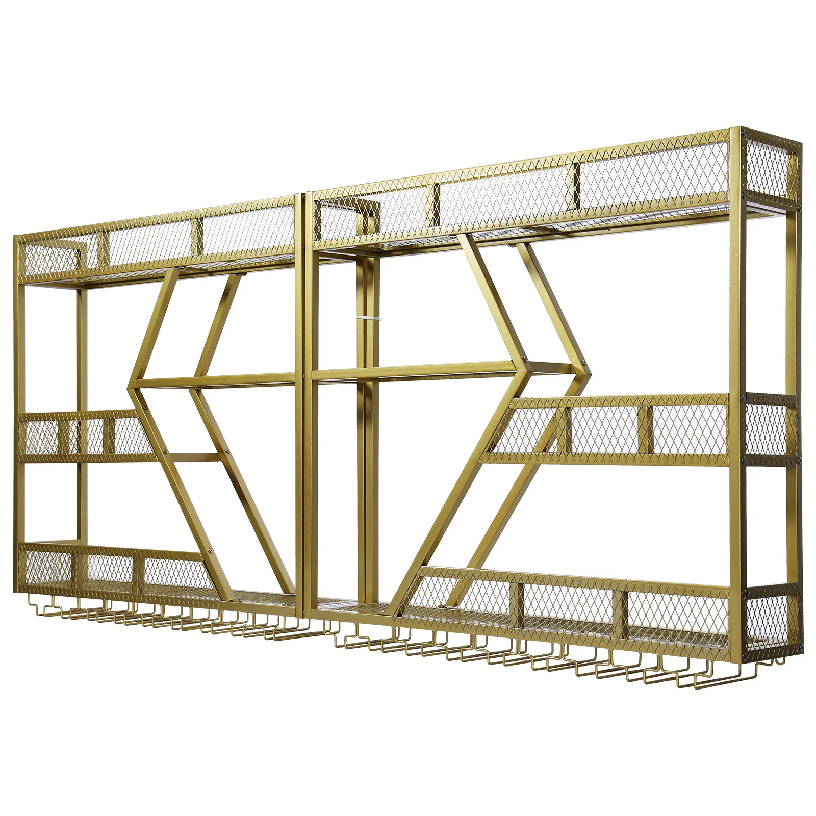 

Metal Wine Bottles Storage Display Storage Shelf with Glass Holder Wall-Mounted Wine Racks Cabinets for Home Dining Room Kitchen