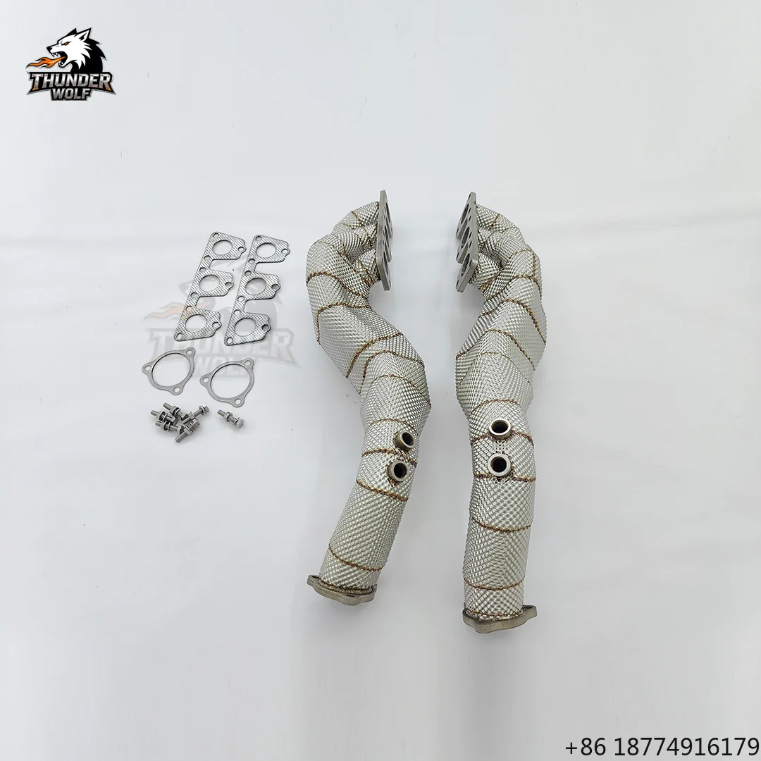 

New Perfect Fitment Exhaust Headers for S4 S5 B8 3.0T 2009-2016 Double-Layer Heat Wrap Manifolds