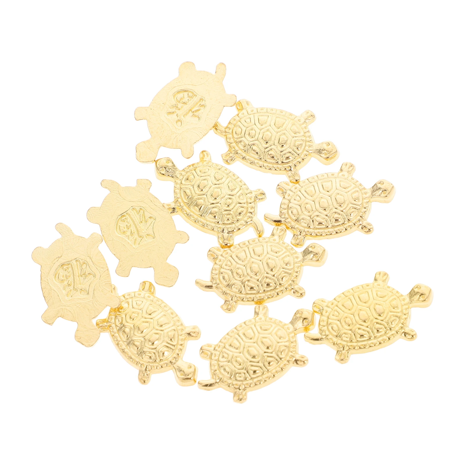 

10pcs Money Turtle Miniature Tortoise Figure Small Golden Statue Home Office Decor Mini Figurine Landscape Accessory Tiny Model