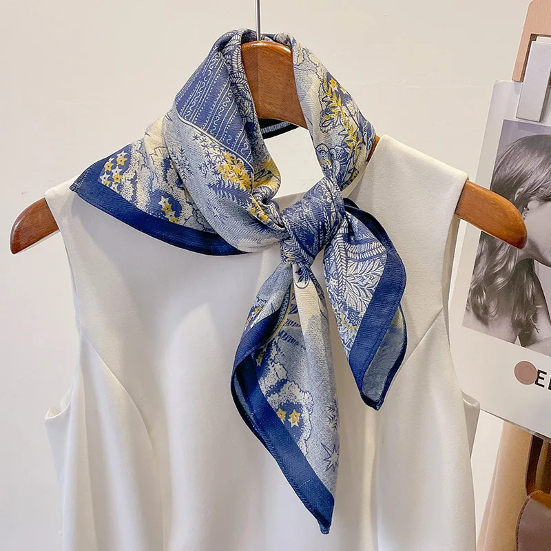 

New European and American Spring/Summer Simulation Silk 68CM Scarf Printed Shawl Small Square Scarf