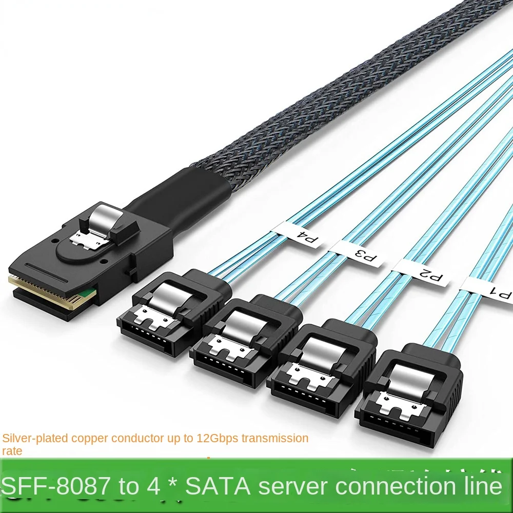 SAS kabel SATA Mini-SAS SFF-8087 do 4 kabel SATA Mini SAS 4i SFF8087 36P do 4 SATA 7P kabel 12Gbps 50cm dysk twardy dane