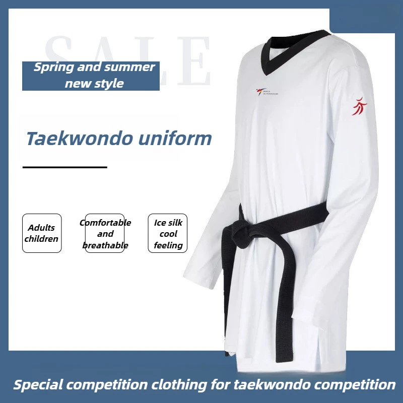 

Taekwondo Uniform Long Sleeves Martial Arts Karate Jujitsu Gym Training Uniforms with Belt for Children Adults Unisex Beginners