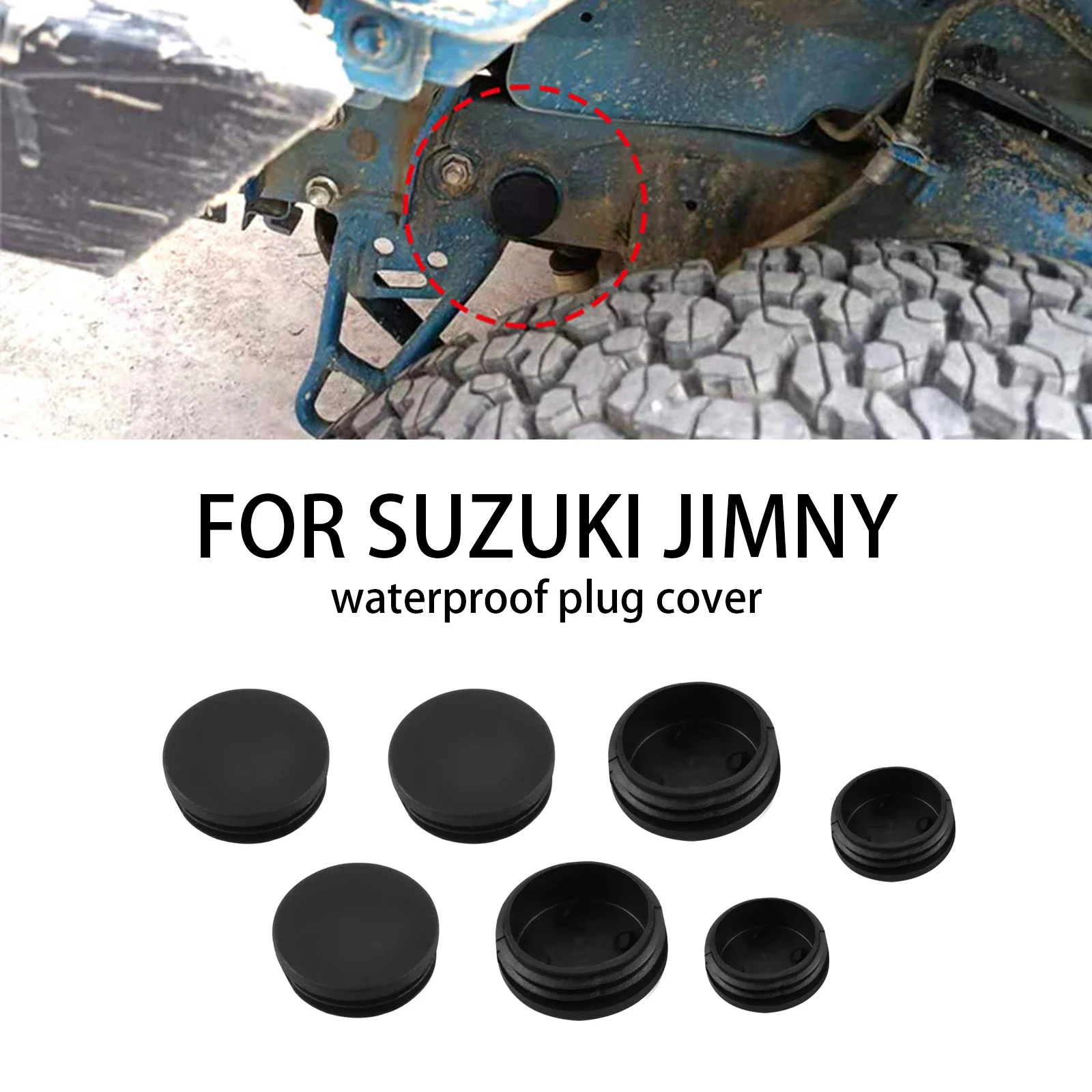 7pcs Girder Tube Frame Hole Cover ABS Waterproof Classis Plugs Tube Hole Caps Cover for Suzuki Jimny Serria JB64 JB74 2019-2023