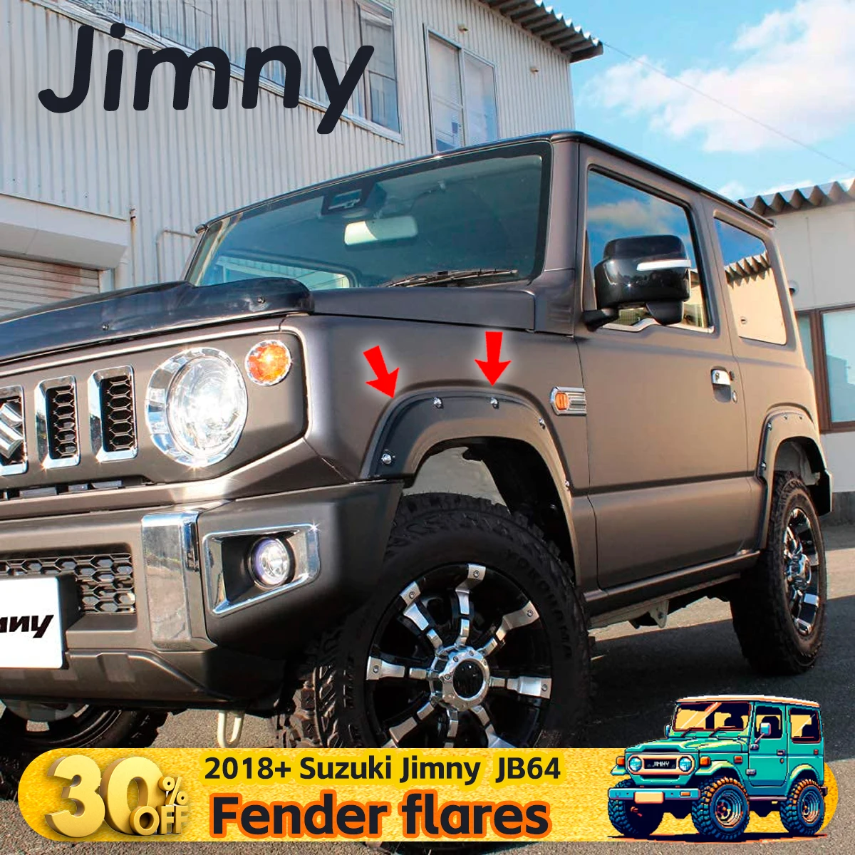 For Suzuki Jimny JB64 2018+ 4PC/Set Car Fender Flaps Wheel Arch Protector Fender Flare Mud Flap Splash Guards Arch Wheel Eyebrow