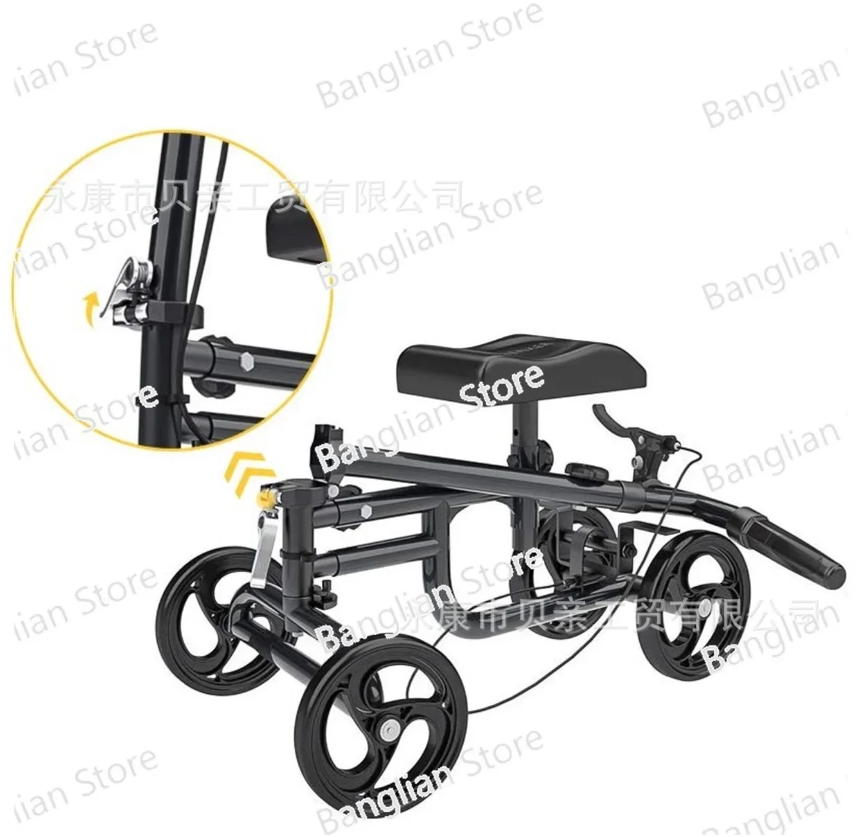 Elderly knee car quad wheel walker ankle injury with wheeled crutches handrail disabled kneeWalker