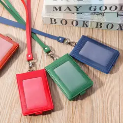 PU Leather Bank Credit Card Multifunctional Name Badge Holder Work Card Holders With Lanyard Bank Credit Card