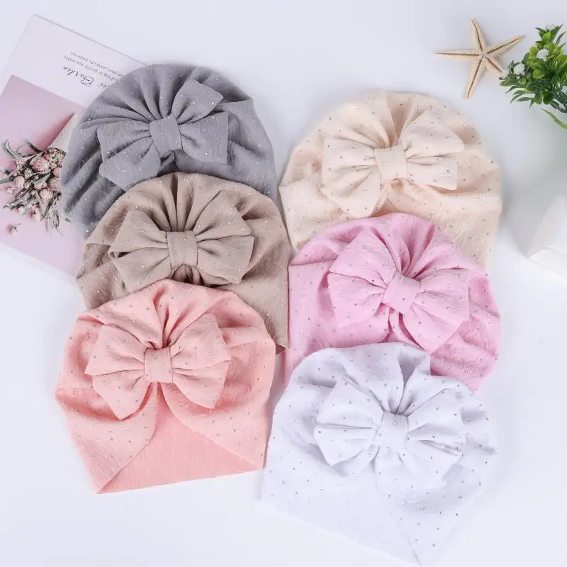 

Dot Spot Infant Rhinestone Head Wraps Baby Turban Newborn Beanie Cotton Bowknot Caps Unisex Kids India Turban Headwear
