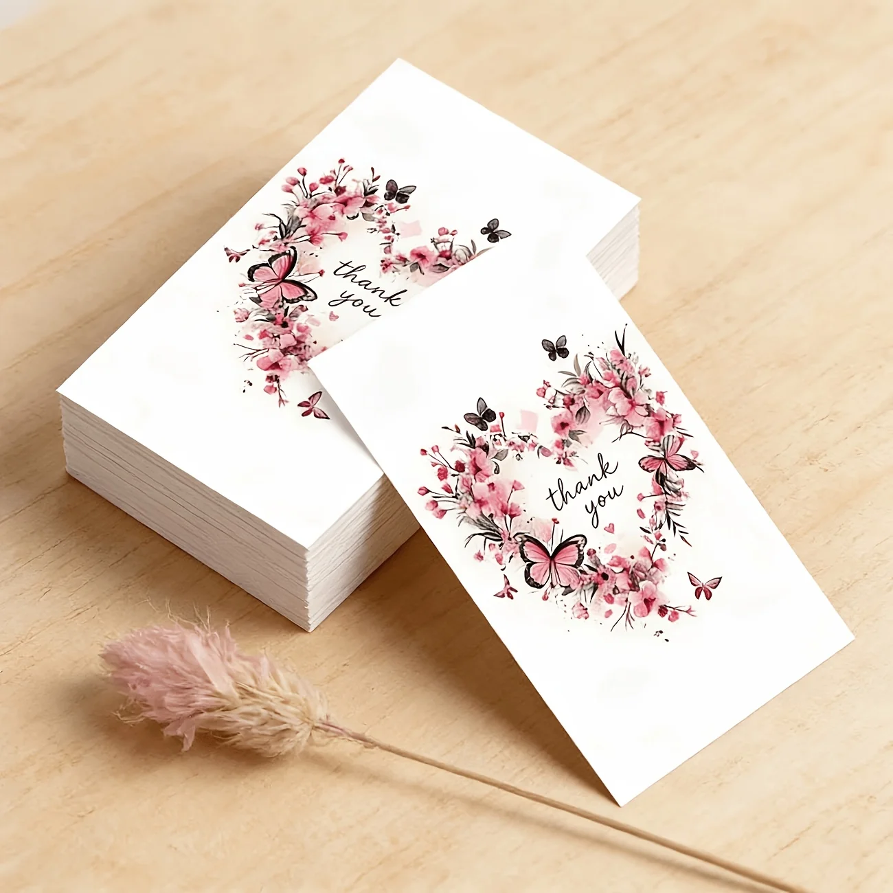 50pcs Thank You Card Blank Message Card Business Gratitude Blessing Small Card Blank Back Handwritten Card