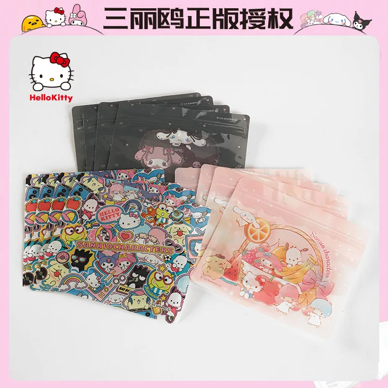 4pcs New Sanrio Hello Kitty Kuromi Printed Storage Ziplock Bag Sealed Bag Candy Jewelry Gift Packaging Organizing Bag Portable