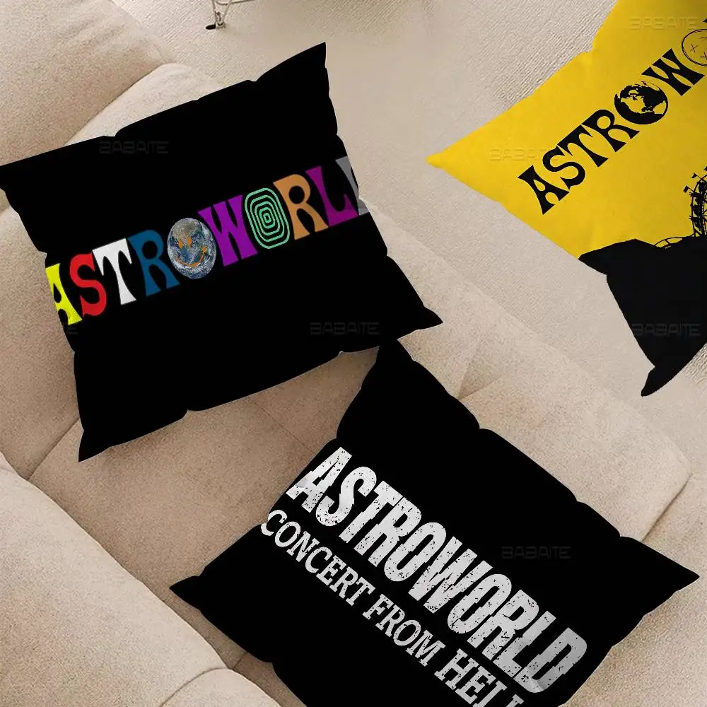 T-Travis S-Scott A-Astroworld Kussenslopen Cartoon Bank Decoratieve Thuis Dubbelzijdig Afdrukken Korte Pluche Leuke Kussenhoes