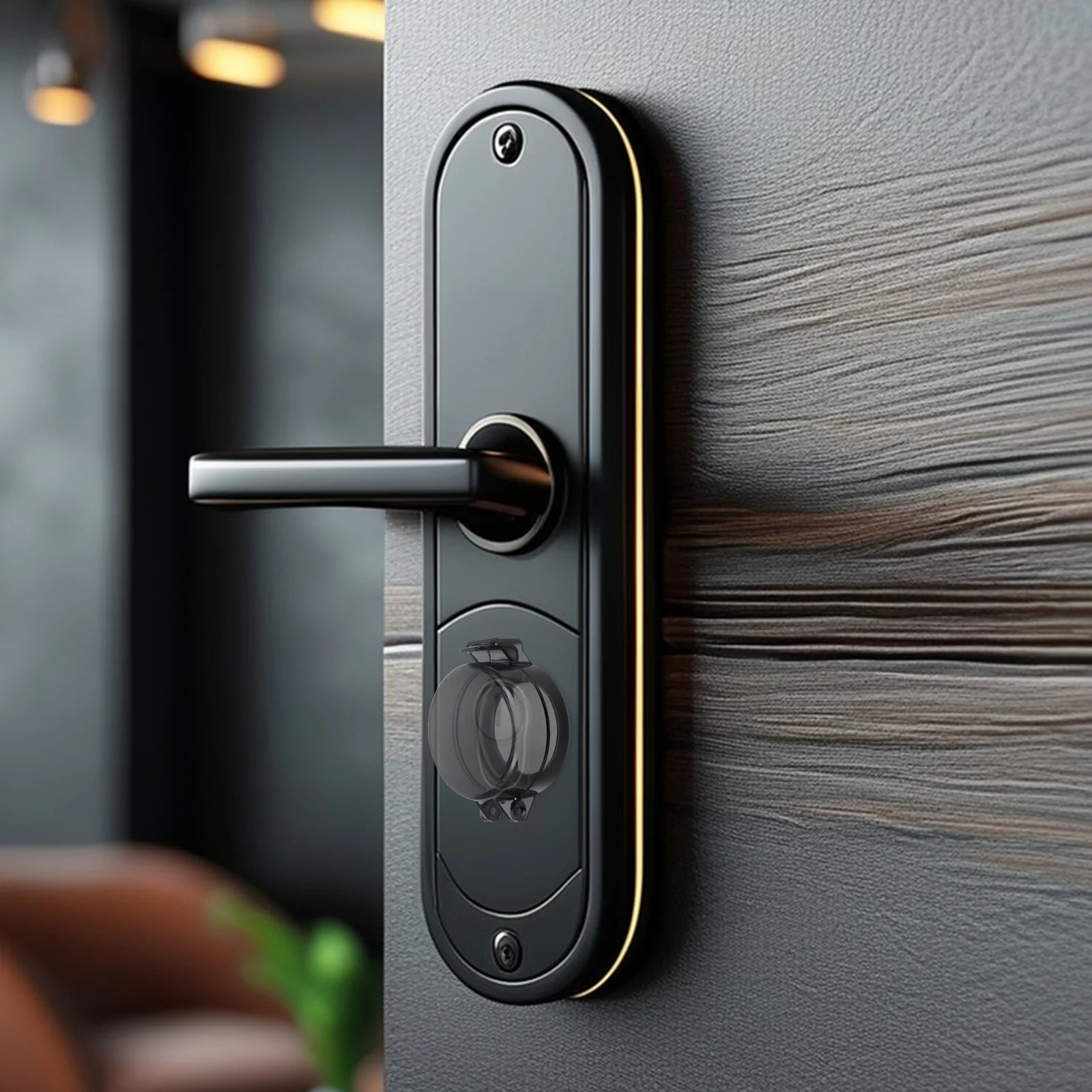 4 szt. Osłona na klamkę bezpieczeństwa, czarna, przezroczysta, ochronna na klamkę do zamka elektronicznego, bezkluczykowego, cyfrowego zamka zatrzaskowego