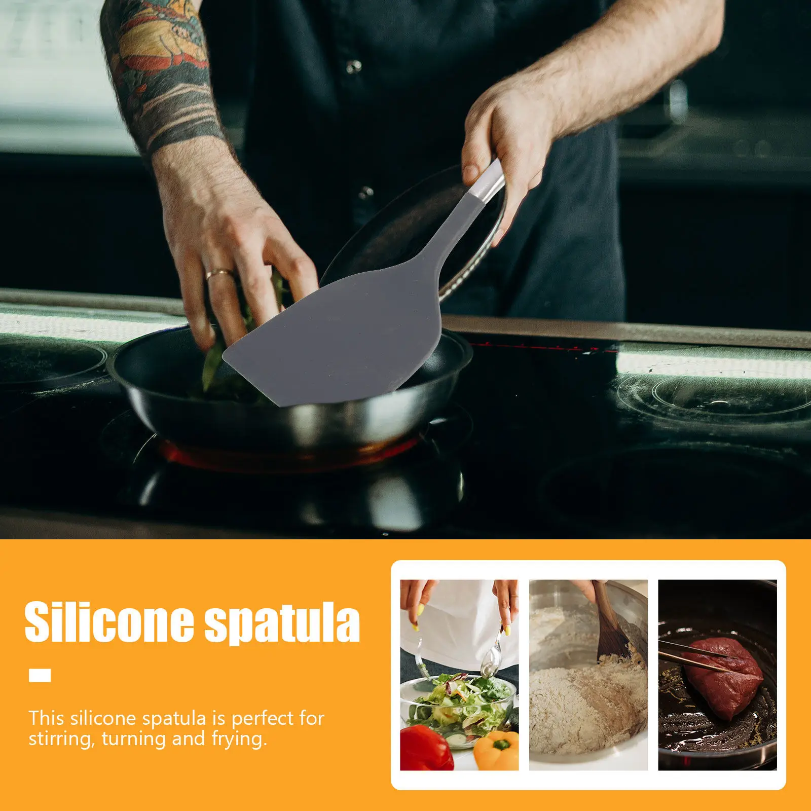 

2Pcs Heavy Duty Silicone Spatula Set Dishwasher Safe Flexible Edge Scraper for Non Stick Cookware Stirring Mixing Folding Batter