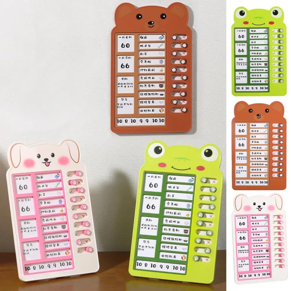 Cute Bear Memo Checklist Board Children's Self-discipline Punch Card Wall Hanging Reusable Checklist Holiday Schedule Memo Board