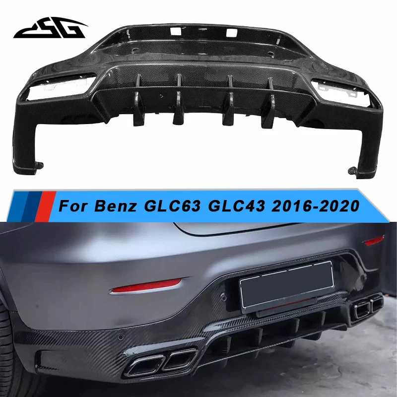 

For Benz GLC43 GLC63 2016-2022 True Carbon Fiber Rear Bumper Diffuser Lip Spoiler Splitter Auto Accessories Body Kits