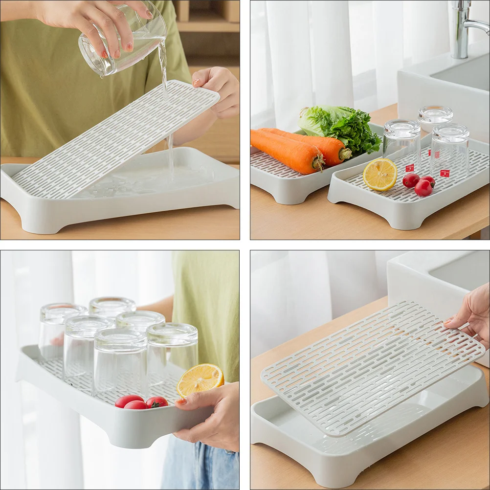 

1Pcs Double-Layer Self-Draining Tray Plastic Tableware Rack Kitchen Fruit Vegetable Draining Plate Space-Saving
