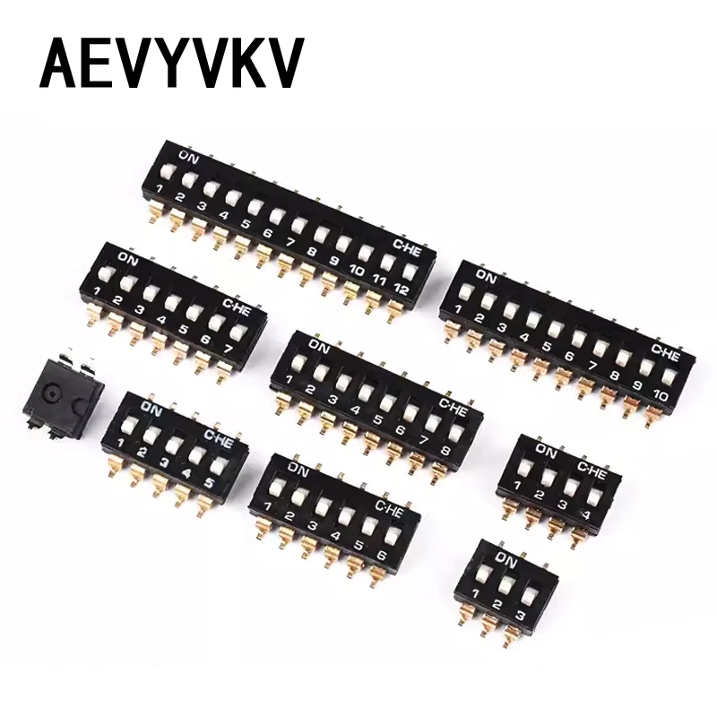 10pcs/lot Slide Type SMT SMD Dip Switch, 2.54mm Pitch 2 Row 4 Pin 2 Position / 8 pin 4 Position / 16 pin 8 Position