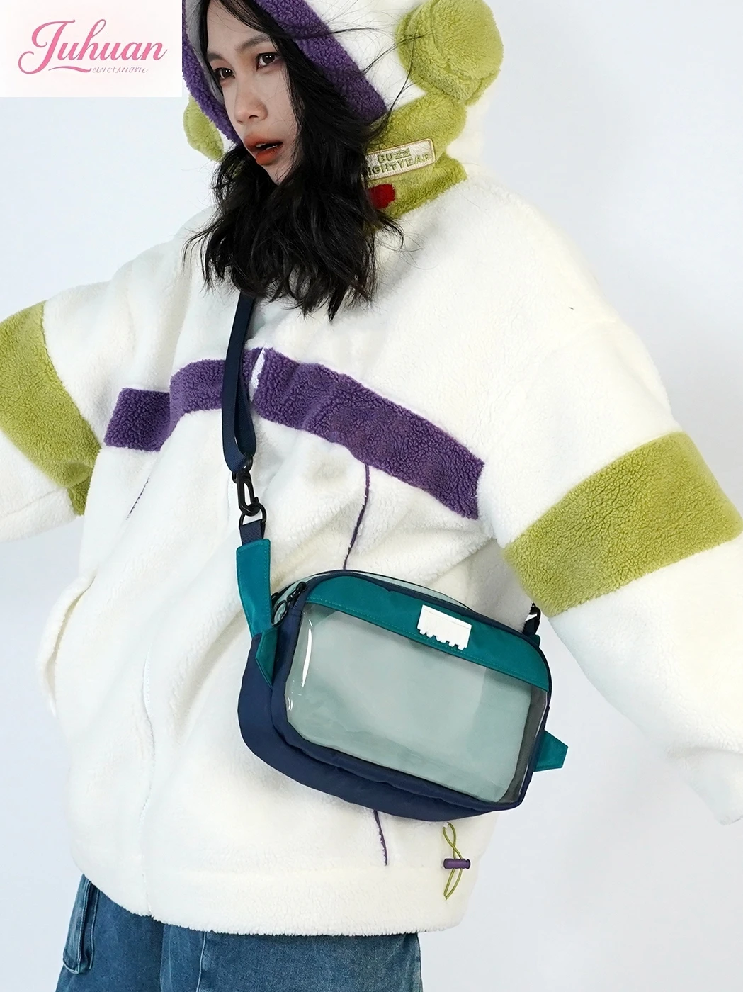 

Японская оригинальная контрастная цветная сумка-мессенджер Sweet Cool Wind, универсальная двумерная маленькая прозрачная сумка для еды