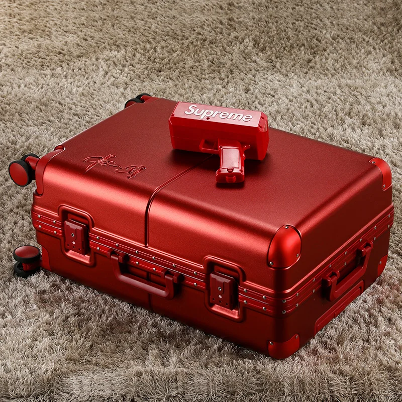 

Rolling luggage female marriage dowry trolley box wedding with aluminum frame mute scratch password suitcase dowry pressure box