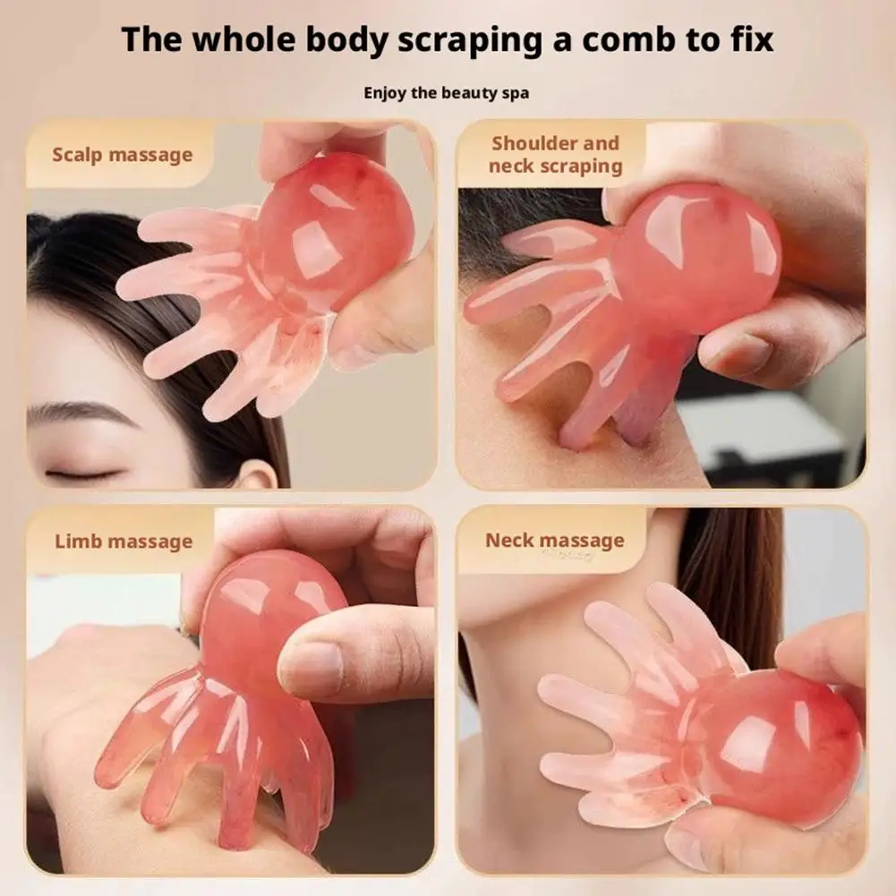 Newly upgrade Octopus Head Massager Comb Head Meridian Manual Acupressure Tool Portable SPA Gua Sha Massage Comb