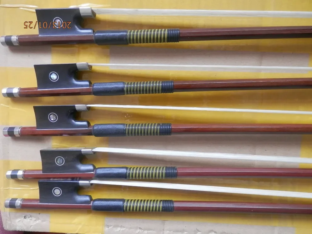 

5pcs Nice violin Bows 4/4 , Brazil wood , copper Mounted , ebony parts