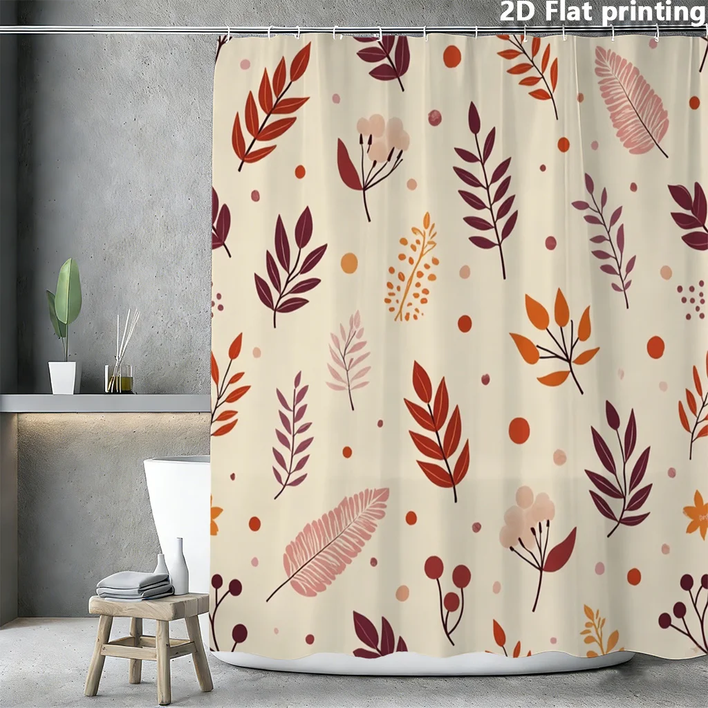 

Decorative Botanical Leaf Print Shower Curtain Waterproof Bathroom Decor Boho Style Liner 180x180cm