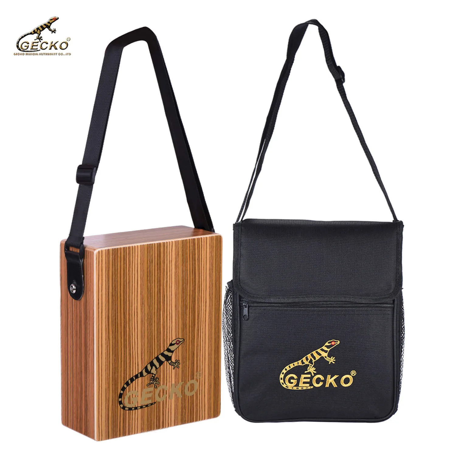 C-68B Hand Percussion Cajon Box Drum with Drum Bag Strap 5-Drum Kit Birch Wood Natural Brown Inner String Sound