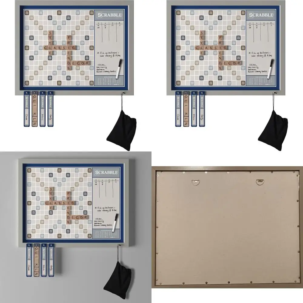 

Scrabble Deluxe 2-in-1 Wall Game: Family Word Challenge with Magnetic Tiles, Dry Erase Board, 30 x 24 Wood Frame