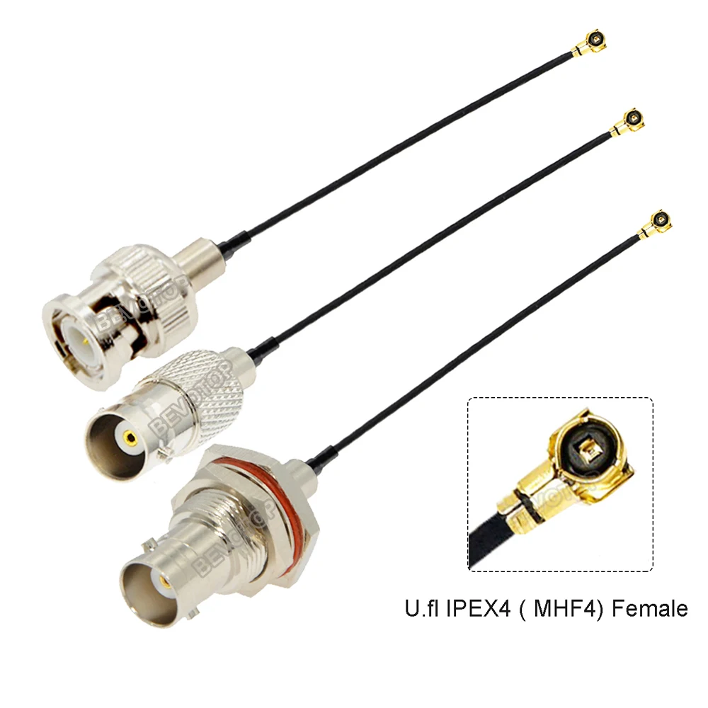 1Pcs BNC Female Bulkhead to 4 4 Female Connector Pigtail RF1.13 Cable Mini PCI WIFI WLAN Antenna Extension Cord Jumper