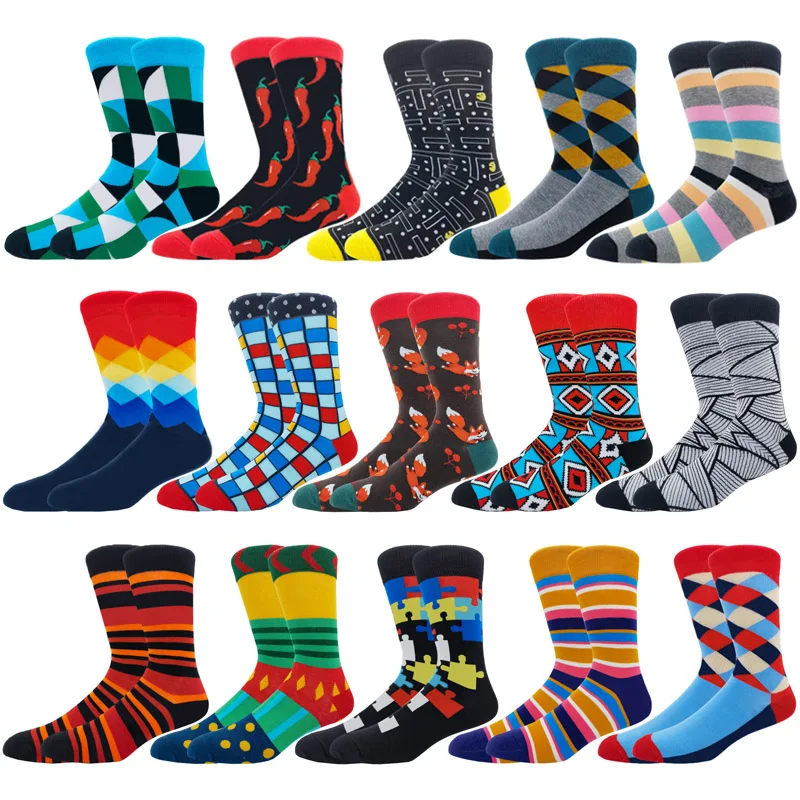 

New Hot Sale Style Mens Combed Cotton Socks Fashion Creative Funny Harajuku Long Skate Hip Hop Cool Socks Gift